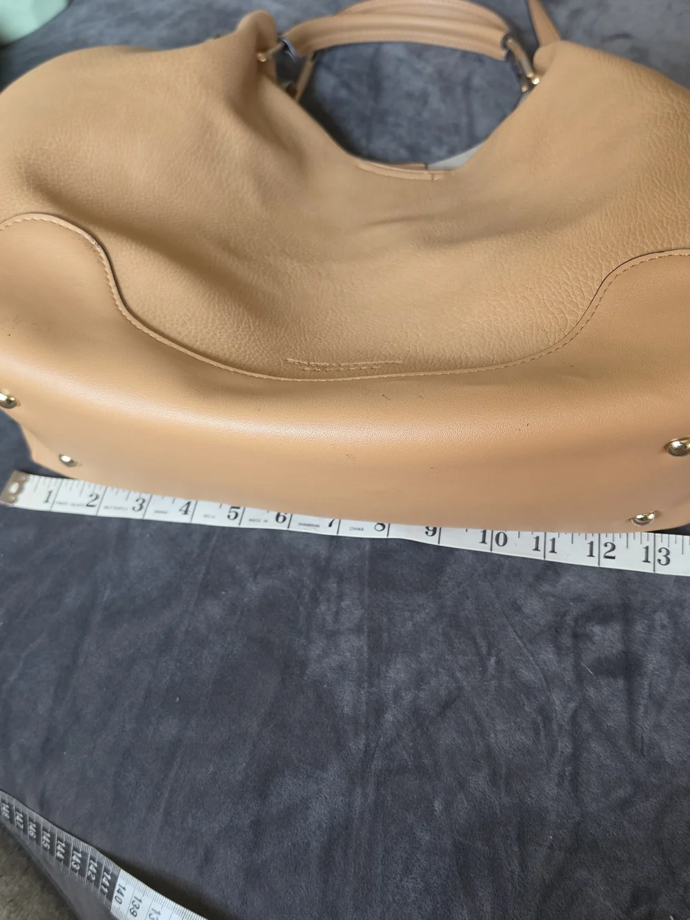 Sondra Roberts Camel Faux Tan Leather Tote with Top Handles
